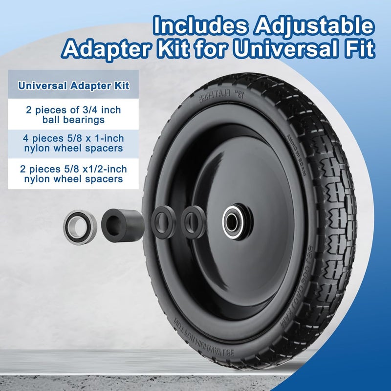 Cubesprings Wheelbarrow Tires 4.00-6 Flat Free 13” Universal Wheel Replacement for Gor Garden Cart with 5/8" or 3/4" Bearings, Solid 4.00-6 Tire and Wheel Replacement for Wheelbarrow Garden Cart - Image 3